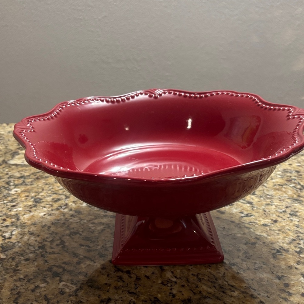Princess House Red Pedestal Bowl